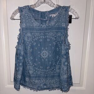 For The Republic Blue Paisley Tank Top